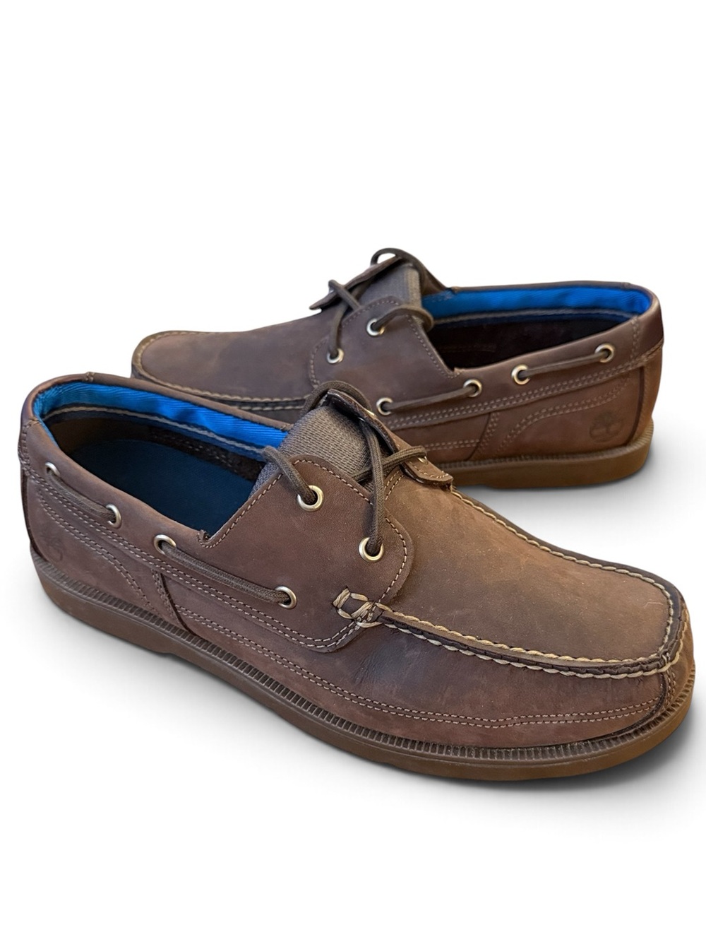 Timberland 2-Eye Boat Shoes 10.5W Wide Brown Nubuck Leather A1G8C NWOT